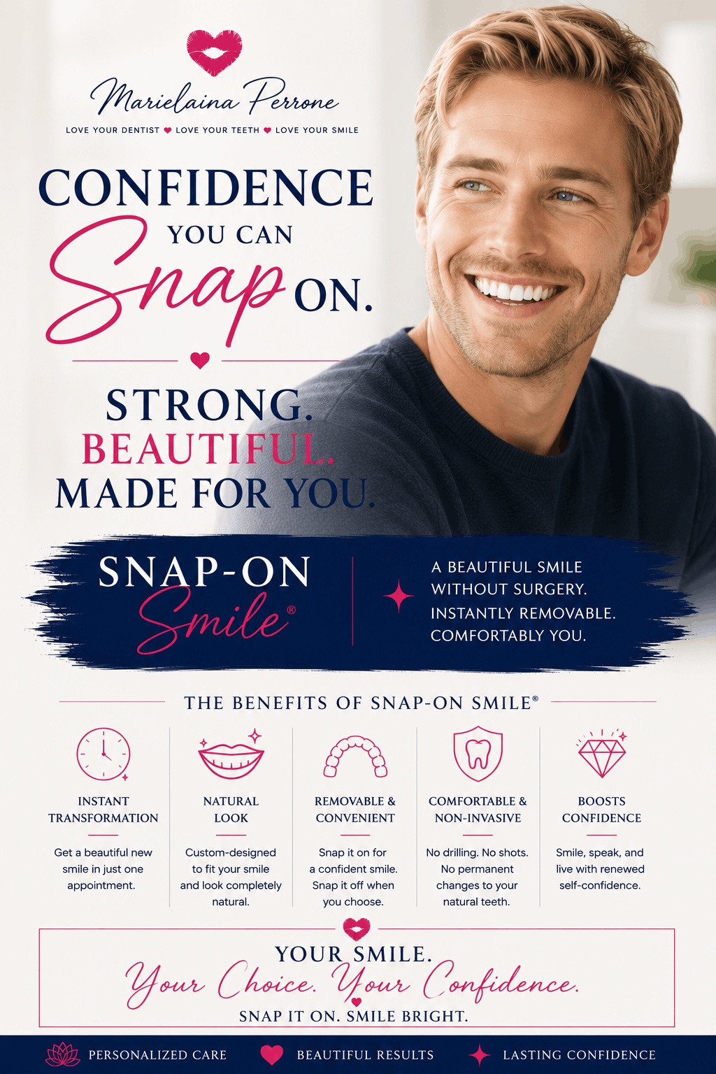 cosmetic snap on smile by cosmetic dentist marielaina perrone dds